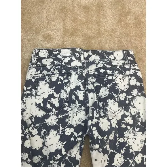 Tory Burch Floral Print Skinny Jeans Women’s Size 26 Blue White Cotton - Picture 5 of 9